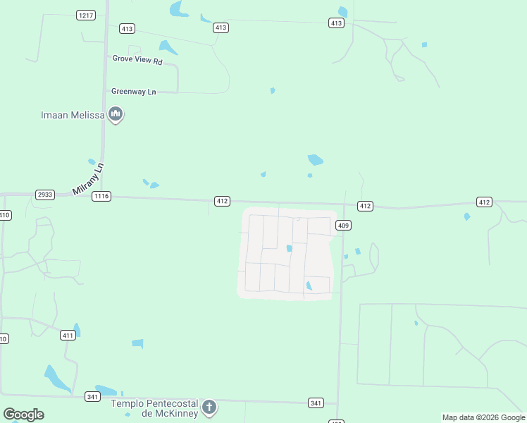 map of restaurants, bars, coffee shops, grocery stores, and more near 3869 County Road 412 in McKinney