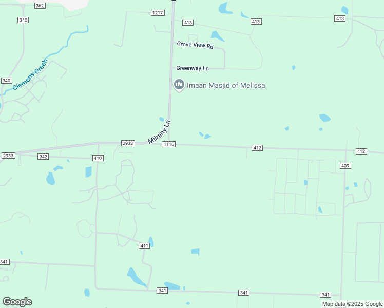 map of restaurants, bars, coffee shops, grocery stores, and more near 3450 County Road 412 in McKinney