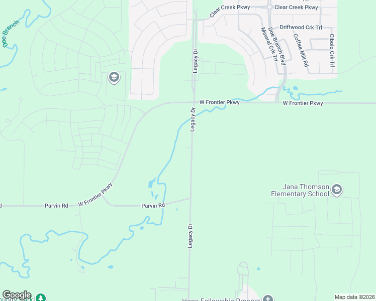 map of restaurants, bars, coffee shops, grocery stores, and more near 1835 North Legacy Drive in Prosper