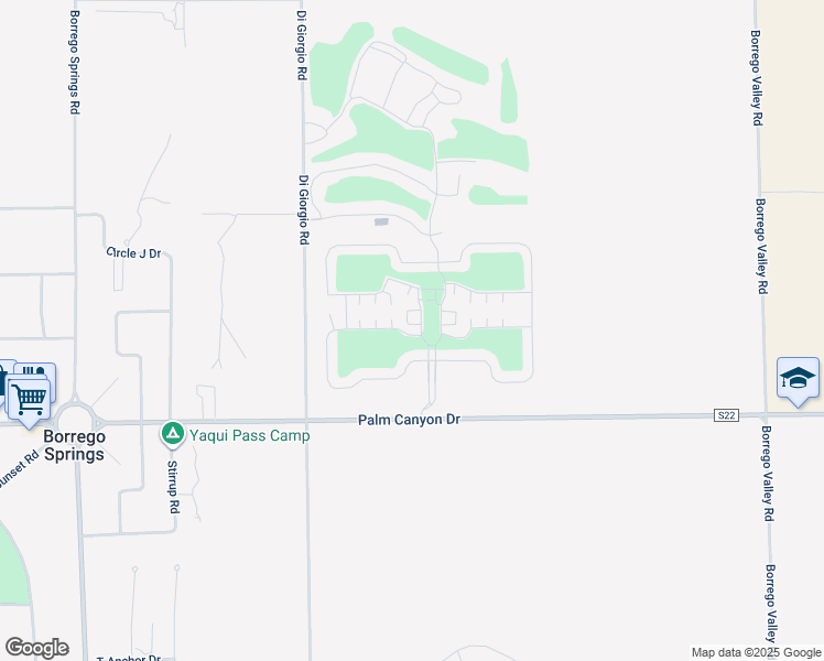 map of restaurants, bars, coffee shops, grocery stores, and more near 1010 Palm Canyon Drive in Borrego Springs