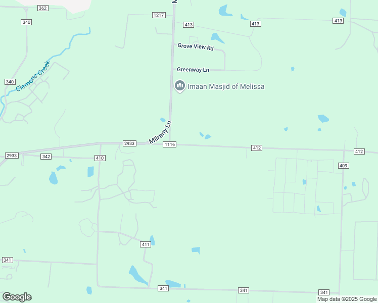 map of restaurants, bars, coffee shops, grocery stores, and more near 3450 County Road 412 in McKinney