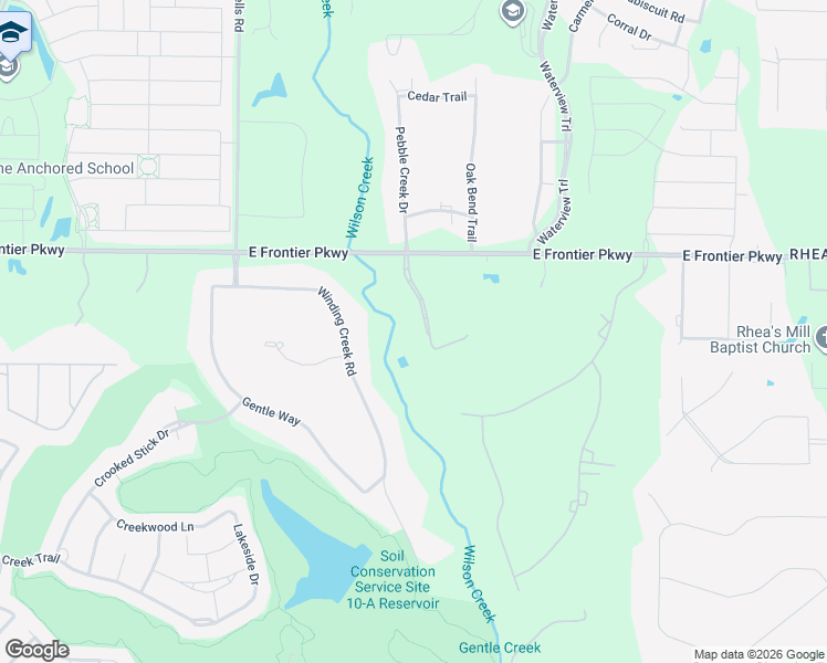 map of restaurants, bars, coffee shops, grocery stores, and more near 2380 Frontier Parkway in Prosper