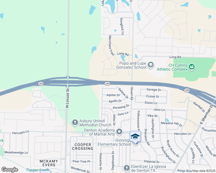 map of restaurants, bars, coffee shops, grocery stores, and more near 600 Neptune Drive in Denton