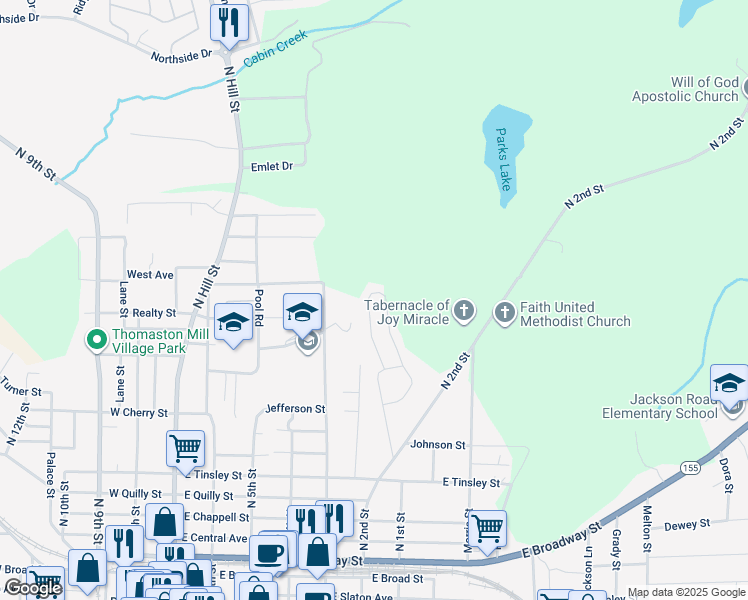 map of restaurants, bars, coffee shops, grocery stores, and more near 512 Elle's Way in Griffin