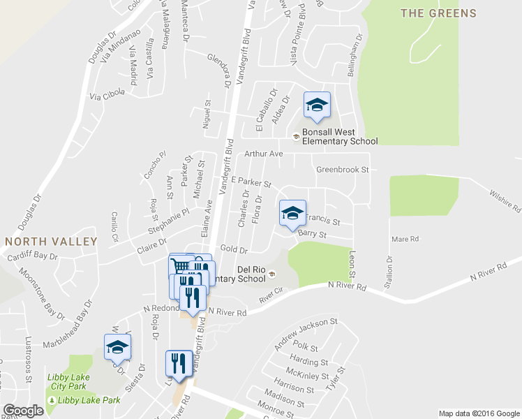 map of restaurants, bars, coffee shops, grocery stores, and more near 648 Flora Drive in Oceanside
