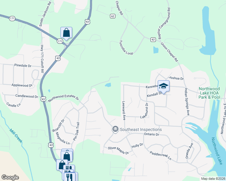 map of restaurants, bars, coffee shops, grocery stores, and more near 3900 Waldort Drive in Northport