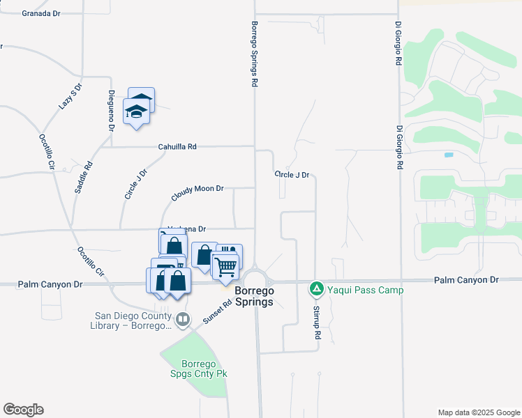 map of restaurants, bars, coffee shops, grocery stores, and more near 2377 Borrego Springs Road in Borrego Springs