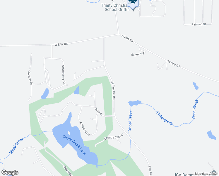 map of restaurants, bars, coffee shops, grocery stores, and more near 517 North Pine Hill Road in Griffin