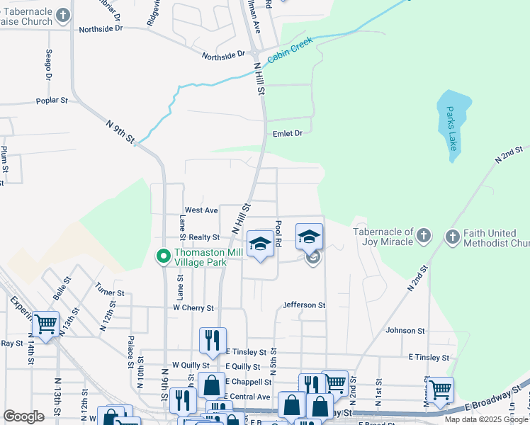 map of restaurants, bars, coffee shops, grocery stores, and more near 108 Lynn Lane in Griffin