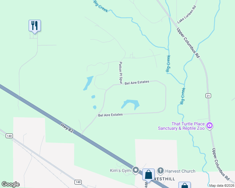 map of restaurants, bars, coffee shops, grocery stores, and more near 14774 Bel Aire Estates in Coker