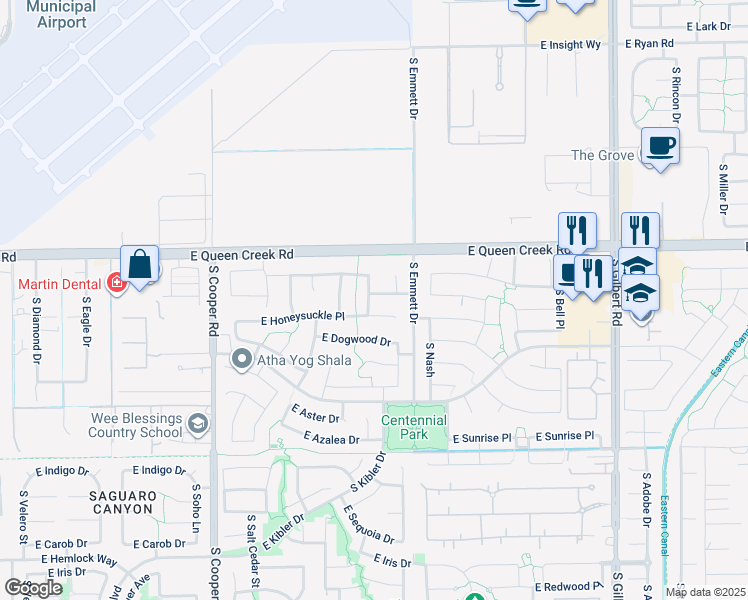 map of restaurants, bars, coffee shops, grocery stores, and more near 1911 East Lantana Drive in Chandler