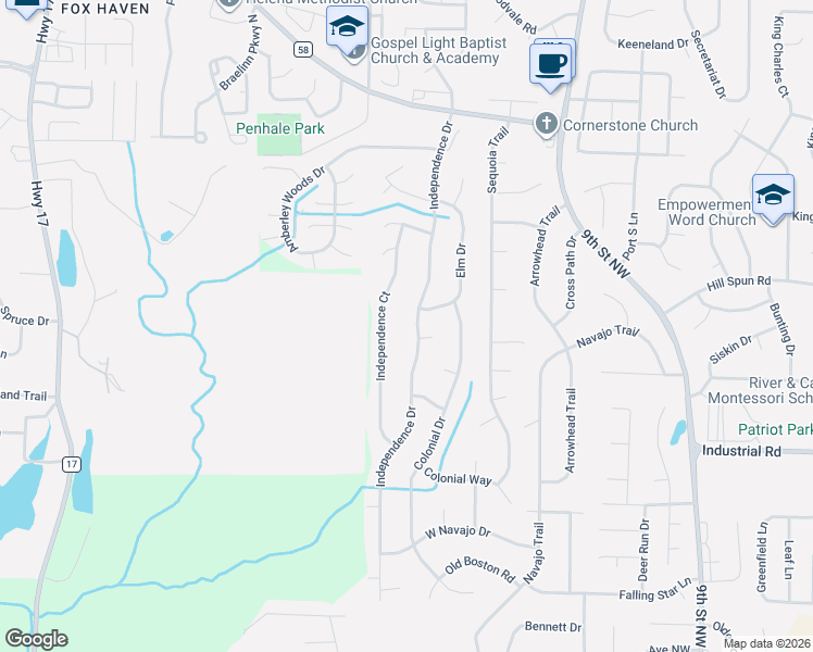 map of restaurants, bars, coffee shops, grocery stores, and more near 1115 Independence Drive in Alabaster