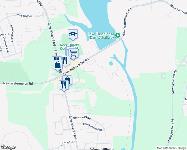 map of restaurants, bars, coffee shops, grocery stores, and more near 1847 Commons N Dr in Tuscaloosa