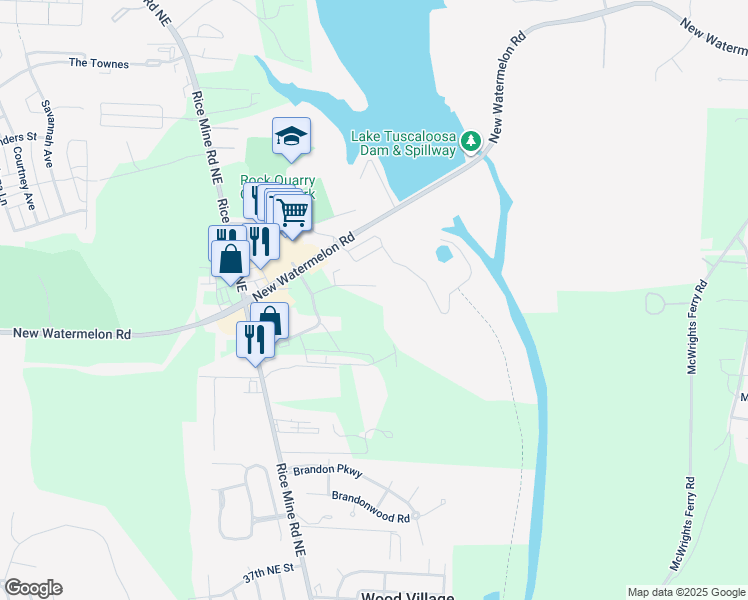 map of restaurants, bars, coffee shops, grocery stores, and more near 1847 Commons N Dr in Tuscaloosa