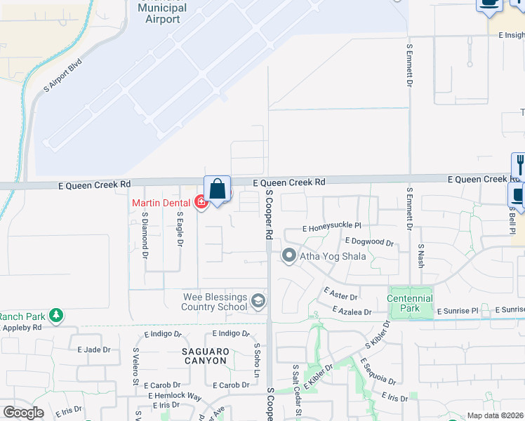 map of restaurants, bars, coffee shops, grocery stores, and more near 3091 South Soho Lane in Chandler
