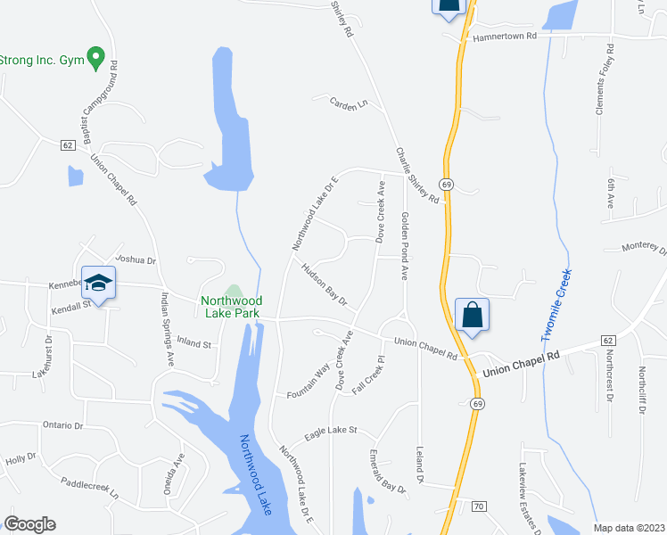map of restaurants, bars, coffee shops, grocery stores, and more near 5601 Harborview Lane in Northport
