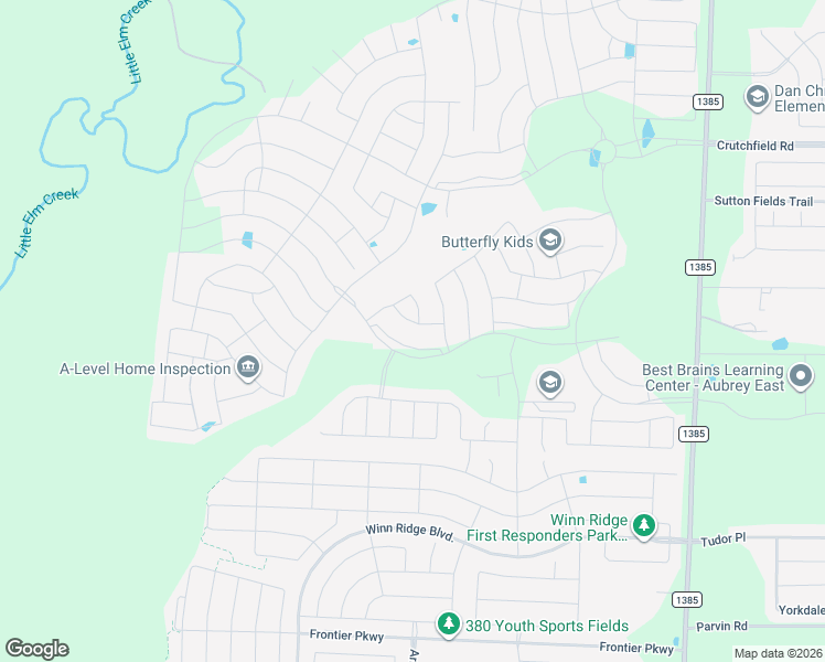map of restaurants, bars, coffee shops, grocery stores, and more near 1213 Bridle Path Drive in Aubrey