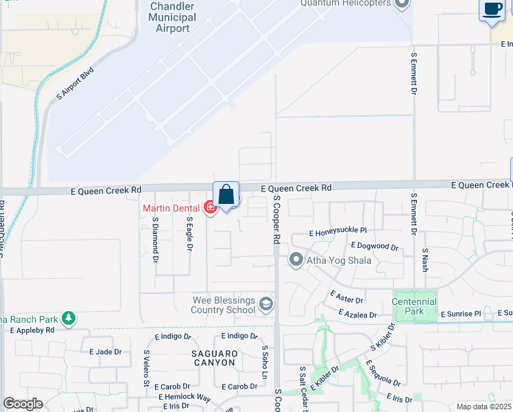 map of restaurants, bars, coffee shops, grocery stores, and more near 1922 East Rosemary Drive in Chandler