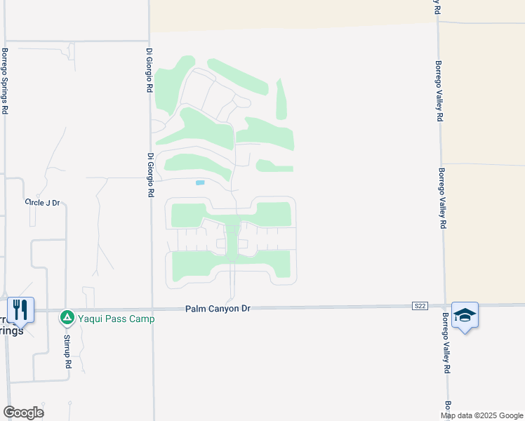 map of restaurants, bars, coffee shops, grocery stores, and more near 1010 Palm Canyon Drive in Borrego Springs