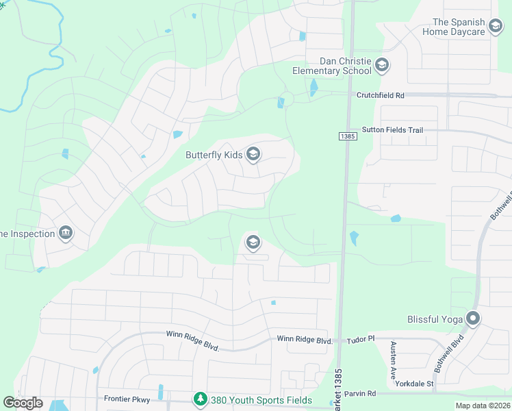 map of restaurants, bars, coffee shops, grocery stores, and more near 1521 Percheron Road in Aubrey