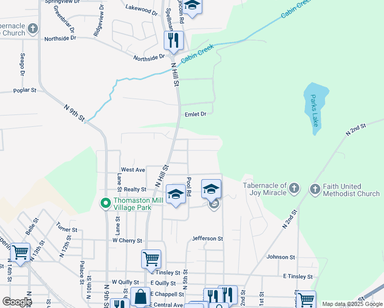 map of restaurants, bars, coffee shops, grocery stores, and more near 209 Kentucky Avenue in Griffin