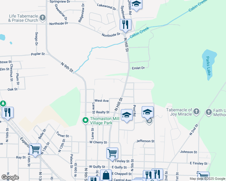 map of restaurants, bars, coffee shops, grocery stores, and more near 106 Fisher Way in Griffin