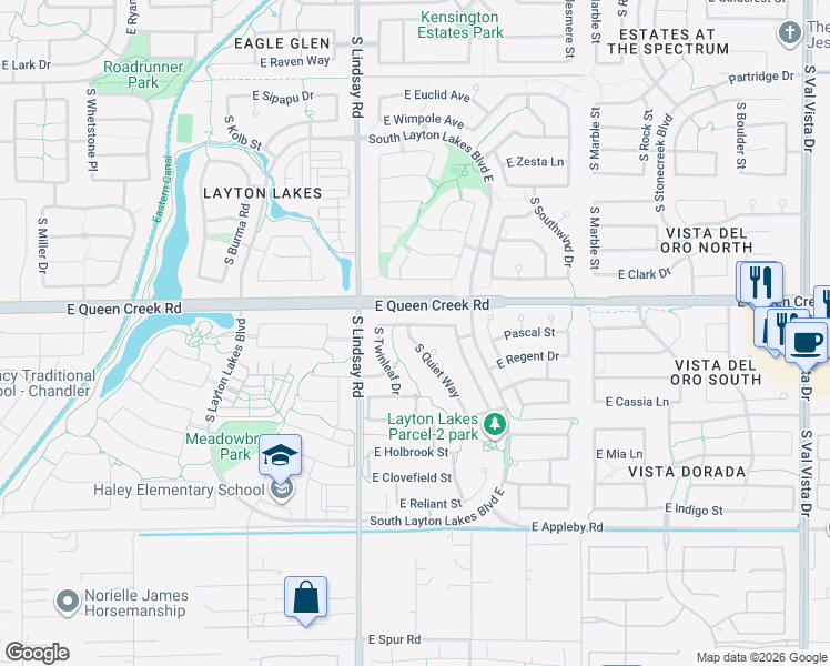 map of restaurants, bars, coffee shops, grocery stores, and more near 878 East Dumbarton Avenue in Gilbert