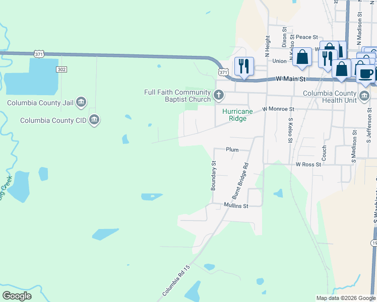 map of restaurants, bars, coffee shops, grocery stores, and more near 1125 West Monroe Street in Magnolia