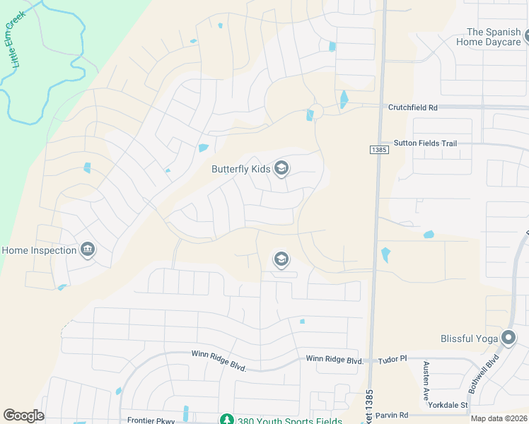 map of restaurants, bars, coffee shops, grocery stores, and more near 1501 Eclipse Road in Aubrey