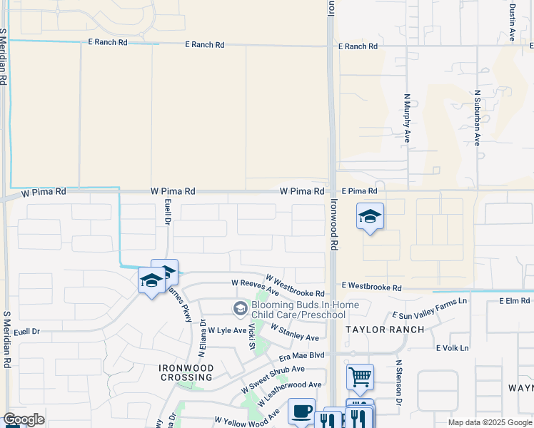 map of restaurants, bars, coffee shops, grocery stores, and more near 376 West Flame Tree Avenue in San Tan Valley