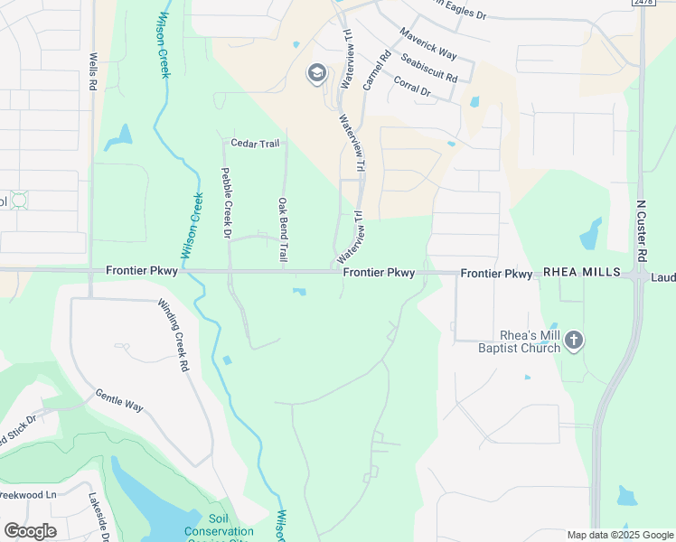 map of restaurants, bars, coffee shops, grocery stores, and more near Waterview Trail in Prosper