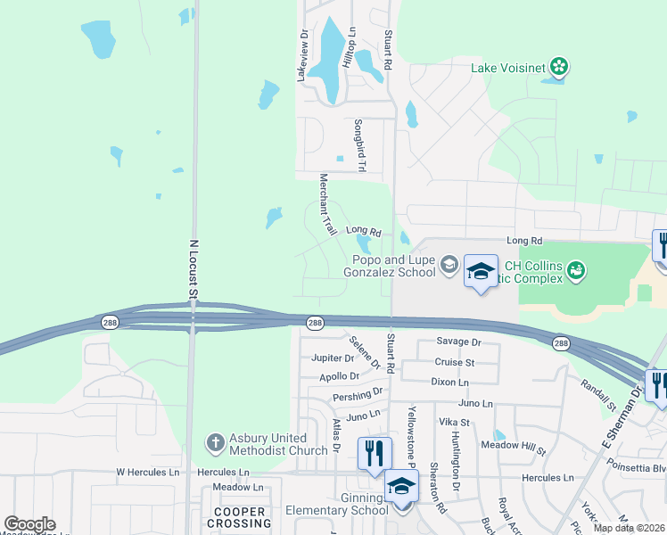 map of restaurants, bars, coffee shops, grocery stores, and more near 4608 Beaver Creek Avenue in Denton