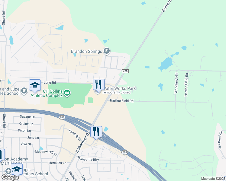 map of restaurants, bars, coffee shops, grocery stores, and more near East Sherman Drive in Shady Shores