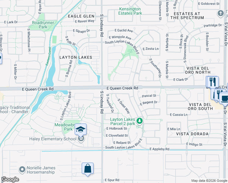 map of restaurants, bars, coffee shops, grocery stores, and more near 878 East Dumbarton Avenue in Gilbert