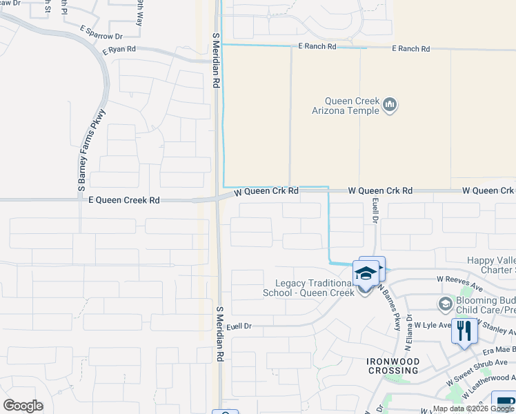 map of restaurants, bars, coffee shops, grocery stores, and more near 1335 Spine Tree Ave in San Tan Valley