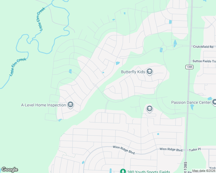 map of restaurants, bars, coffee shops, grocery stores, and more near 1101 Morgan Lane in Krugerville