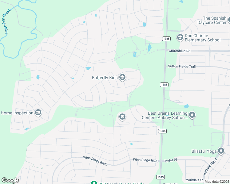 map of restaurants, bars, coffee shops, grocery stores, and more near 1501 Eclipse Road in Aubrey