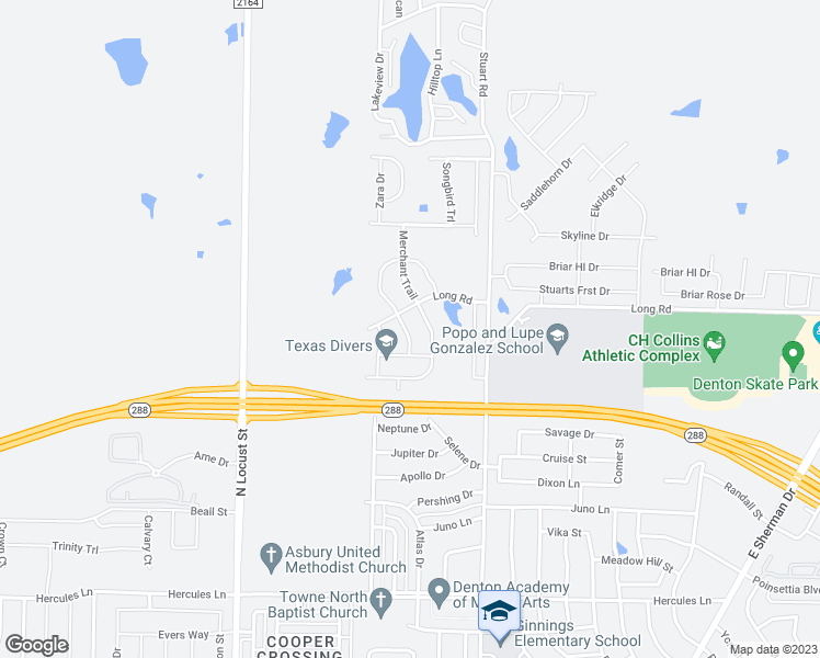 map of restaurants, bars, coffee shops, grocery stores, and more near 4700 Beaver Creek Avenue in Denton