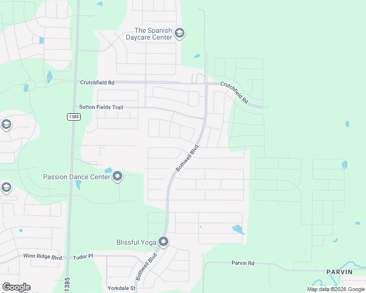 map of restaurants, bars, coffee shops, grocery stores, and more near 6019 Hightower Street in Aubrey