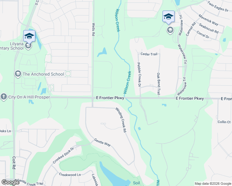 map of restaurants, bars, coffee shops, grocery stores, and more near 2627 Twelve Oaks Lane in Prosper