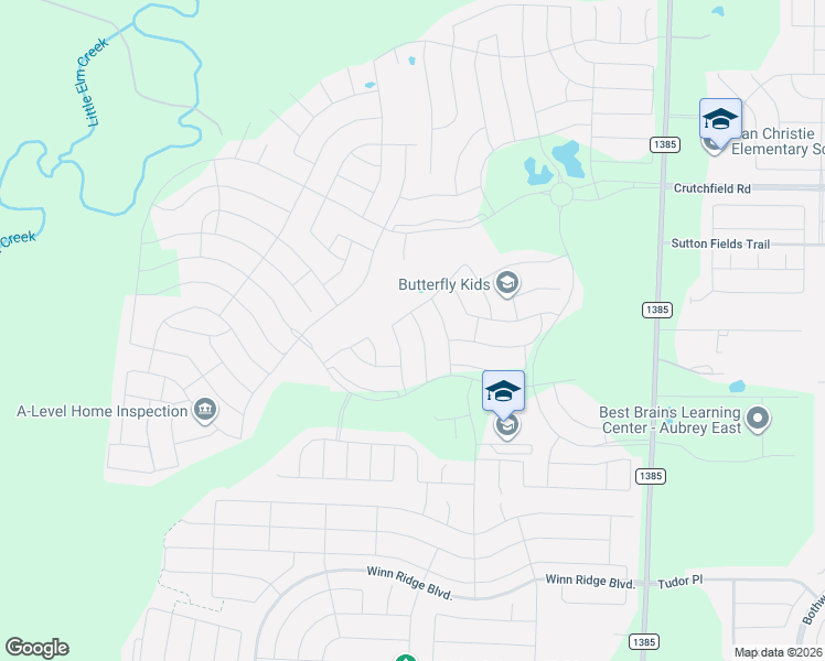 map of restaurants, bars, coffee shops, grocery stores, and more near 3901 Redbud Drive in Aubrey