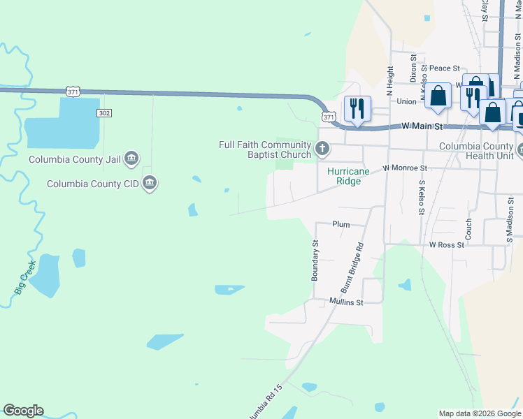 map of restaurants, bars, coffee shops, grocery stores, and more near 1125 West Monroe Street in Magnolia
