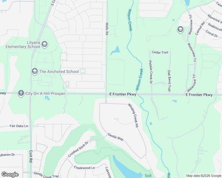 map of restaurants, bars, coffee shops, grocery stores, and more near 2601 Twelve Oaks Lane in Prosper