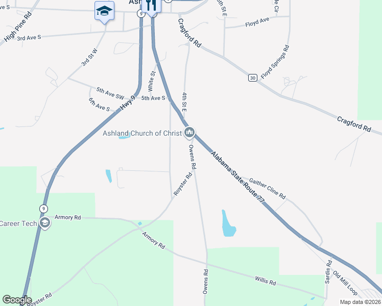 map of restaurants, bars, coffee shops, grocery stores, and more near 167 Owens Road in Ashland