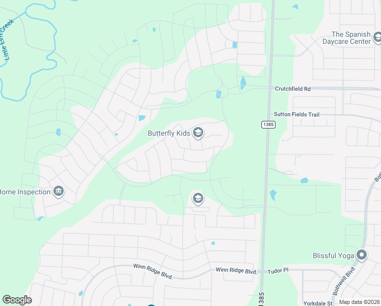 map of restaurants, bars, coffee shops, grocery stores, and more near 1501 Eclipse Road in Aubrey