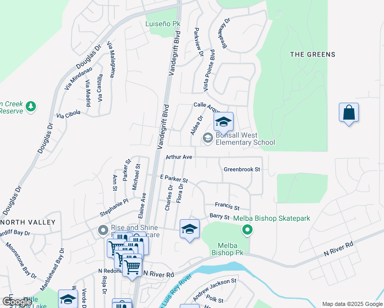 map of restaurants, bars, coffee shops, grocery stores, and more near 751 Arthur Avenue in Oceanside