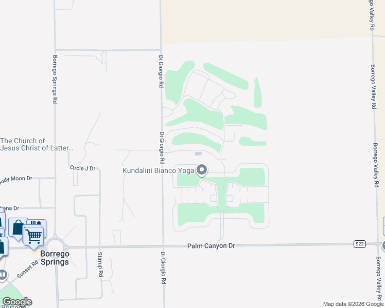 map of restaurants, bars, coffee shops, grocery stores, and more near 1010 Palm Canyon Drive in Borrego Springs