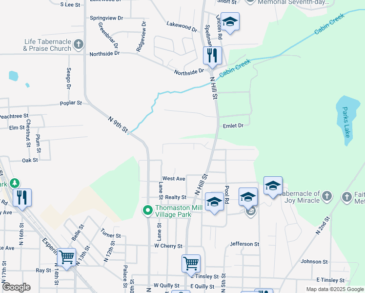 map of restaurants, bars, coffee shops, grocery stores, and more near 124 Lexington Avenue in Griffin