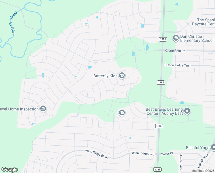 map of restaurants, bars, coffee shops, grocery stores, and more near 3825 Primrose Drive in Aubrey