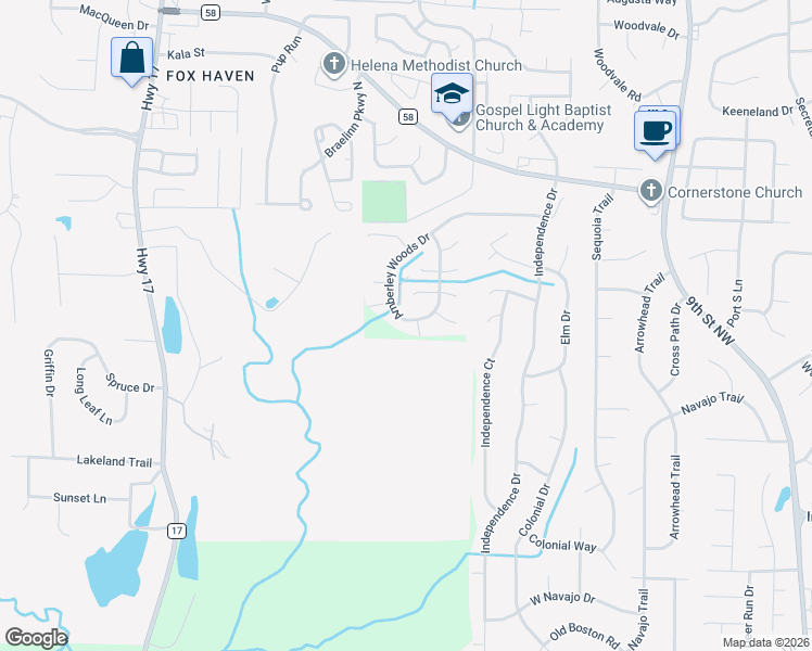 map of restaurants, bars, coffee shops, grocery stores, and more near 1244 Amberley Woods Drive in Helena